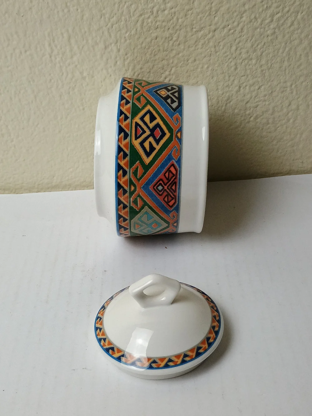 La Brea Replacement -Trinket Sugar Jar  Multicolor Geometric - Discontinued